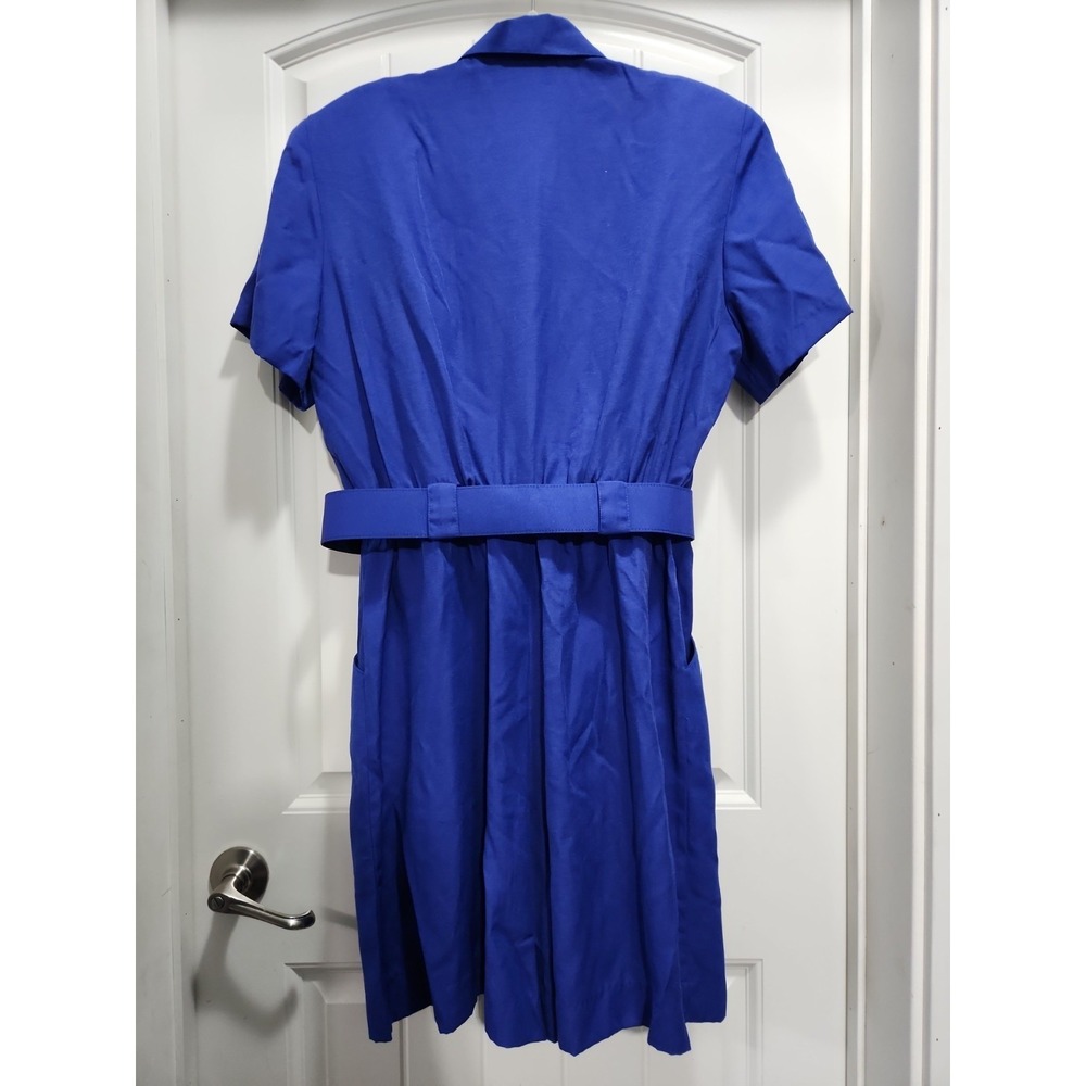 Vintage SL Fashions Royal Blue Romper Nautical Military Crest Belted Style 244